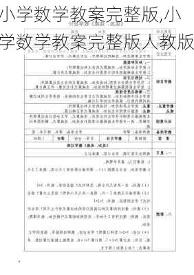 小学数学教案完整版,小学数学教案完整版人教版