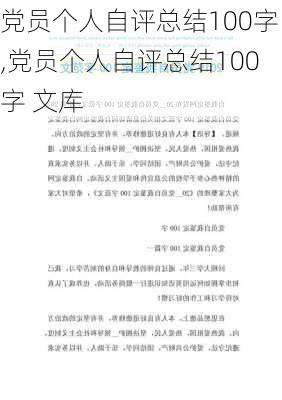 党员个人自评总结100字,党员个人自评总结100字 文库