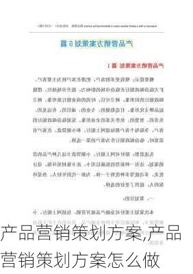 产品营销策划方案,产品营销策划方案怎么做