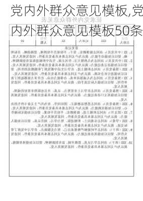 党内外群众意见模板,党内外群众意见模板50条