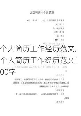 个人简历工作经历范文,个人简历工作经历范文100字