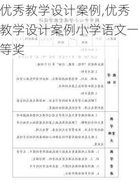 优秀教学设计案例,优秀教学设计案例小学语文一等奖