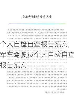 个人自检自查报告范文,军车驾驶员个人自检自查报告范文