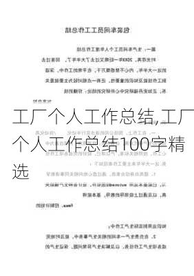 工厂个人工作总结,工厂个人工作总结100字精选