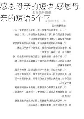 感恩母亲的短语,感恩母亲的短语5个字