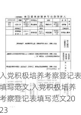 入党积极培养考察登记表填写范文,入党积极培养考察登记表填写范文2023