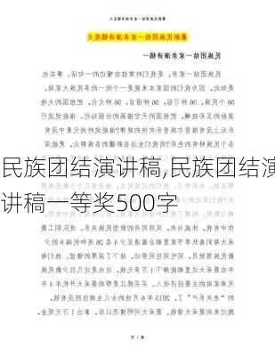 民族团结演讲稿,民族团结演讲稿一等奖500字