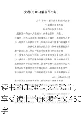 读书的乐趣作文450字,享受读书的乐趣作文450字