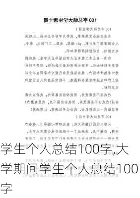 学生个人总结100字,大学期间学生个人总结100字