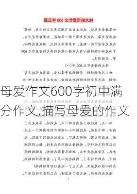 母爱作文600字初中满分作文,描写母爱的作文