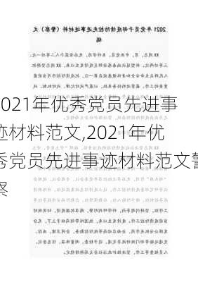 2021年优秀党员先进事迹材料范文,2021年优秀党员先进事迹材料范文警察