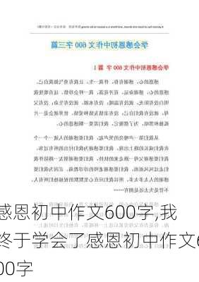 感恩初中作文600字,我终于学会了感恩初中作文600字