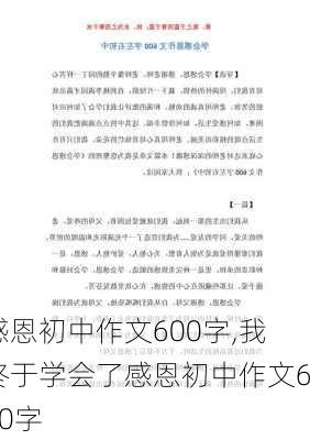 感恩初中作文600字,我终于学会了感恩初中作文600字