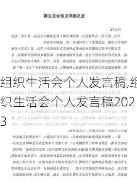 组织生活会个人发言稿,组织生活会个人发言稿2023