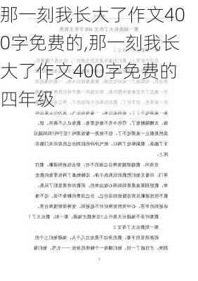 那一刻我长大了作文400字免费的,那一刻我长大了作文400字免费的四年级