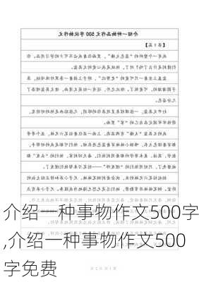 介绍一种事物作文500字,介绍一种事物作文500字免费