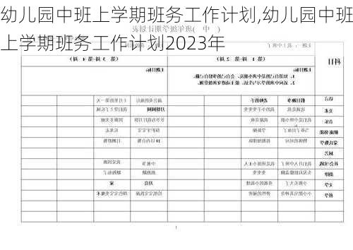 幼儿园中班上学期班务工作计划,幼儿园中班上学期班务工作计划2023年