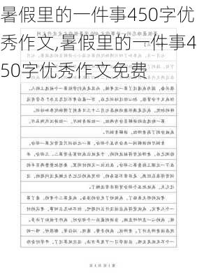 暑假里的一件事450字优秀作文,暑假里的一件事450字优秀作文免费