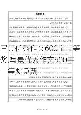 写景优秀作文600字一等奖,写景优秀作文600字一等奖免费