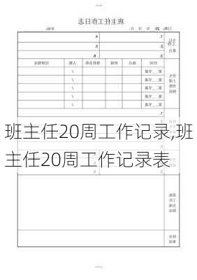 班主任20周工作记录,班主任20周工作记录表