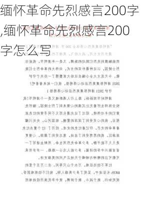 缅怀革命先烈感言200字,缅怀革命先烈感言200字怎么写