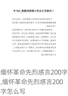 缅怀革命先烈感言200字,缅怀革命先烈感言200字怎么写