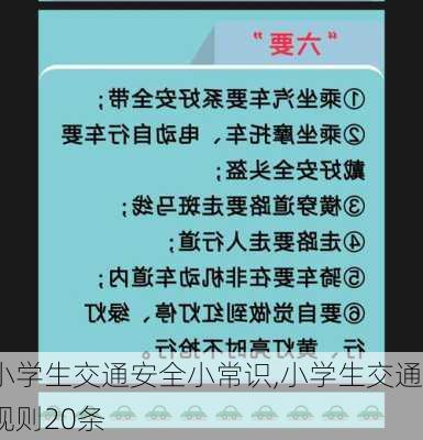 小学生交通安全小常识,小学生交通规则20条