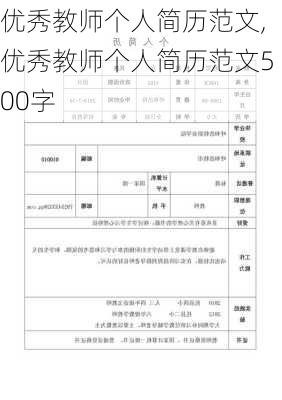 优秀教师个人简历范文,优秀教师个人简历范文500字