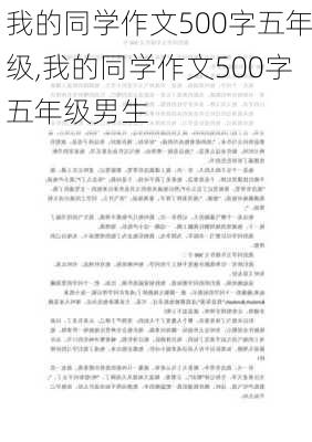 我的同学作文500字五年级,我的同学作文500字五年级男生