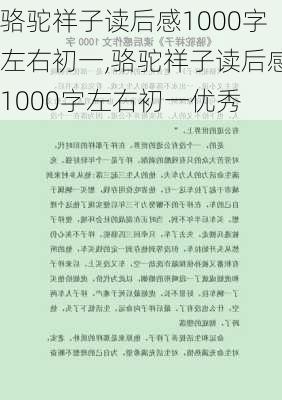 骆驼祥子读后感1000字左右初一,骆驼祥子读后感1000字左右初一优秀