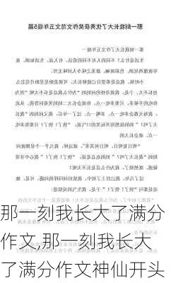 那一刻我长大了满分作文,那一刻我长大了满分作文神仙开头