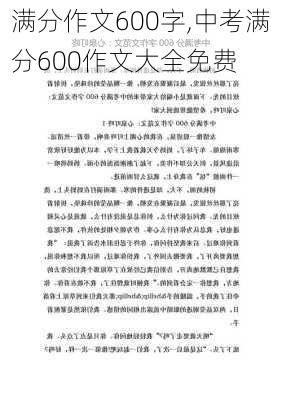 满分作文600字,中考满分600作文大全免费