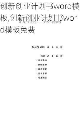 创新创业计划书word模板,创新创业计划书word模板免费