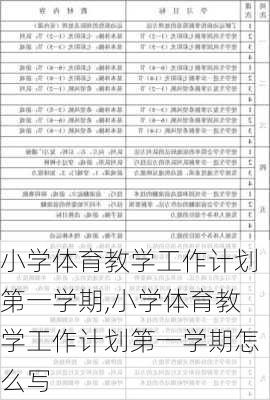 小学体育教学工作计划第一学期,小学体育教学工作计划第一学期怎么写