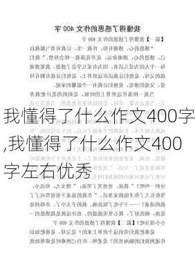 我懂得了什么作文400字,我懂得了什么作文400字左右优秀