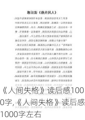 《人间失格》读后感1000字,《人间失格》读后感1000字左右