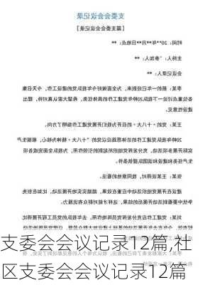 支委会会议记录12篇,社区支委会会议记录12篇