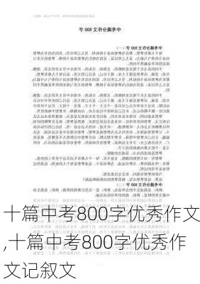 十篇中考800字优秀作文,十篇中考800字优秀作文记叙文