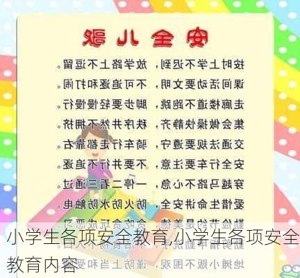 小学生各项安全教育,小学生各项安全教育内容