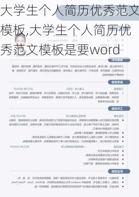 大学生个人简历优秀范文模板,大学生个人简历优秀范文模板是要word