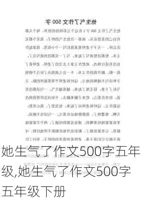 她生气了作文500字五年级,她生气了作文500字五年级下册