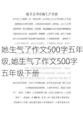 她生气了作文500字五年级,她生气了作文500字五年级下册