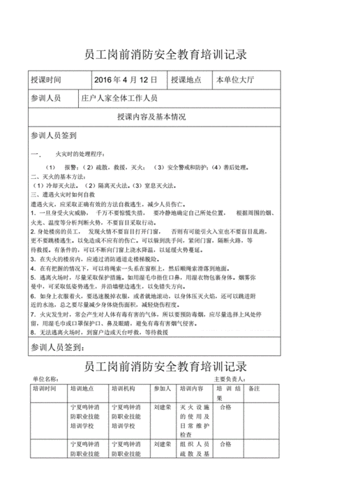 消防安全培训记录内容,消防安全培训内容