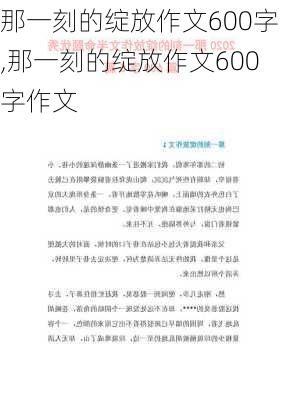 那一刻的绽放作文600字,那一刻的绽放作文600字作文