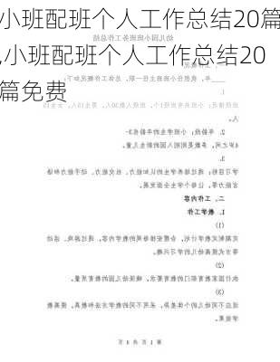 小班配班个人工作总结20篇,小班配班个人工作总结20篇免费