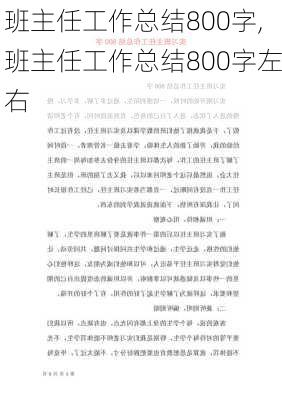 班主任工作总结800字,班主任工作总结800字左右