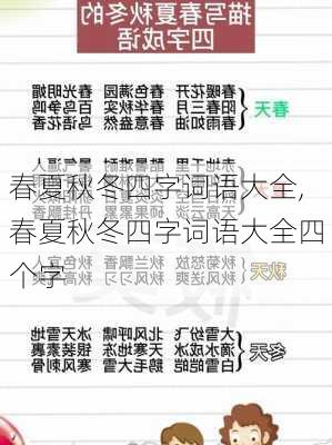 春夏秋冬四字词语大全,春夏秋冬四字词语大全四个字