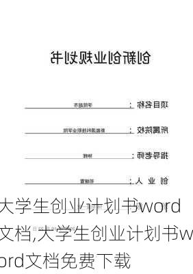 大学生创业计划书word文档,大学生创业计划书word文档免费下载