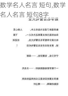 数学名人名言 短句,数学名人名言 短句8字