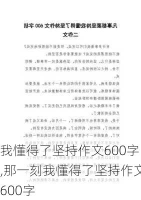 我懂得了坚持作文600字,那一刻我懂得了坚持作文600字